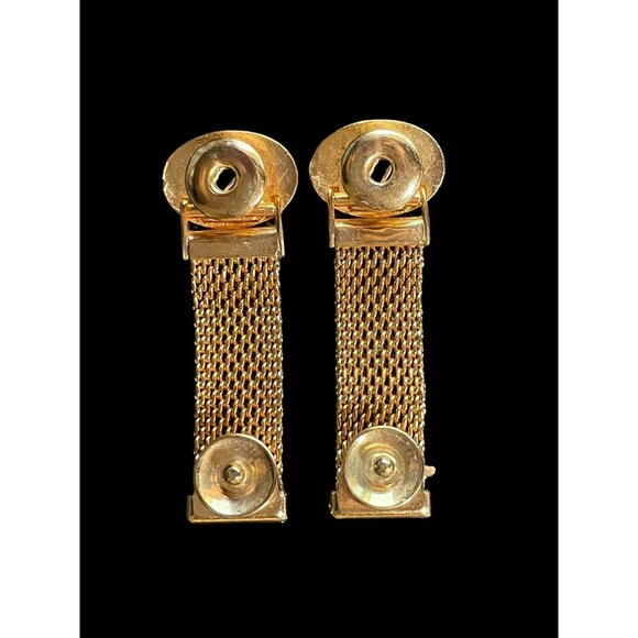 Vintage Oval Gold Tone Cufflinks Clasps and Tie Pin with Imitation Diamond Inlay - Picture 5 of 5
